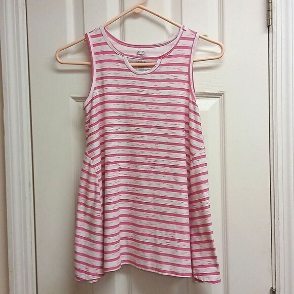 🩷Wonder Nation Girls Flared Bottom, Pink Striped Top Size L 10-12 - Picture 1 of 5